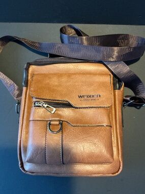 WEIXIER Brown Leatherette Messenger Bag for Men
